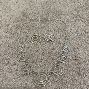 Chic Silver Swirl Necklace and Earring Set